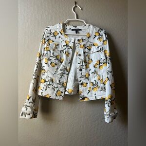 Women’s White House Black Market Jacket with Lemon Print, Size Medium